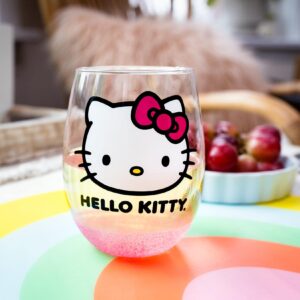 Silver Buffalo Sanrio Hello Kitty Teardrop Stemless Wine Glass | Holds 20 Ounces