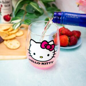 Silver Buffalo Sanrio Hello Kitty Teardrop Stemless Wine Glass | Holds 20 Ounces