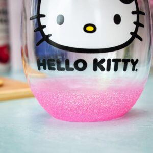 Silver Buffalo Sanrio Hello Kitty Teardrop Stemless Wine Glass | Holds 20 Ounces