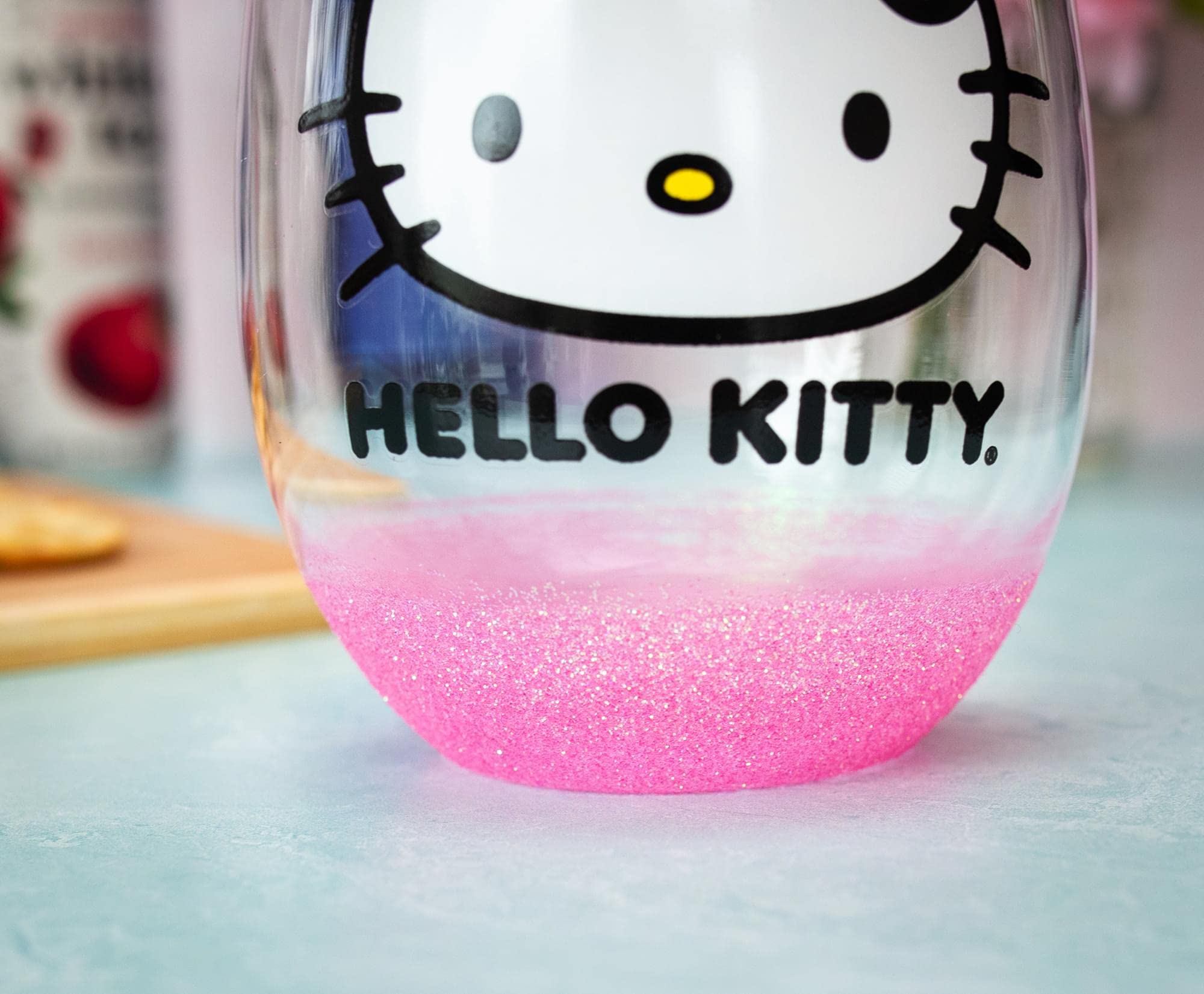 Silver Buffalo Sanrio Hello Kitty Teardrop Stemless Wine Glass | Holds 20 Ounces