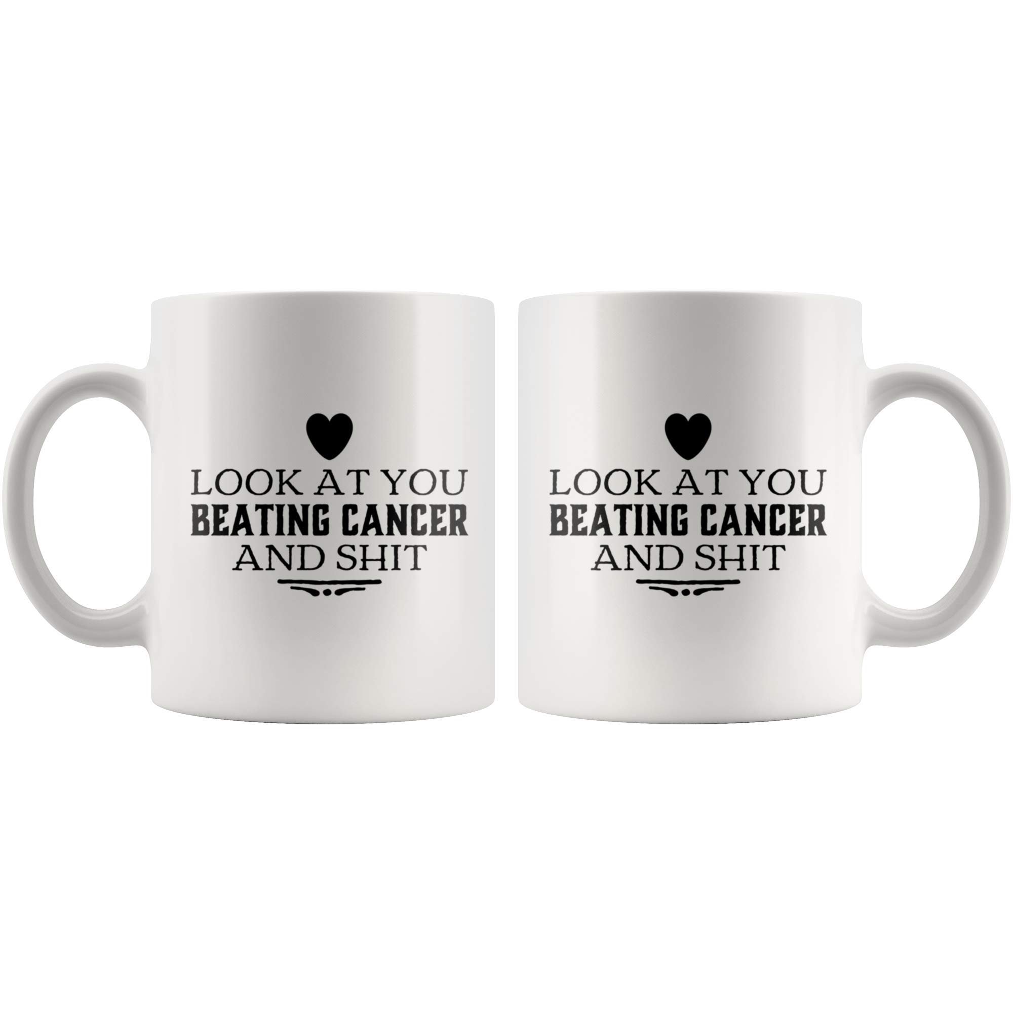 Panvola Look At You Beating Cancer And S Cancer Survivor Awareness Ceramic Coffee Mug Motivational Inspirational Gift (11 oz)