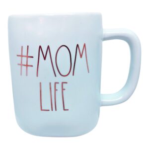 rae dunn ceramic mugs for mom (blue/# mom life)