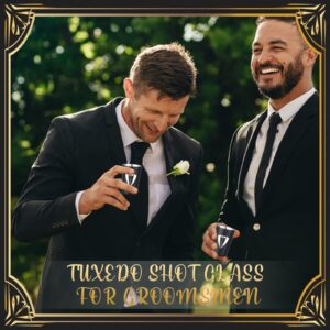 Groom, Groomsmen, Bestman, Stainless Steel Tuxedo Shot Glass 2 oz Groomsmen Wedding Gifts for Bachelor Party Favors Proposal Christmas Gift (12 Pcs)