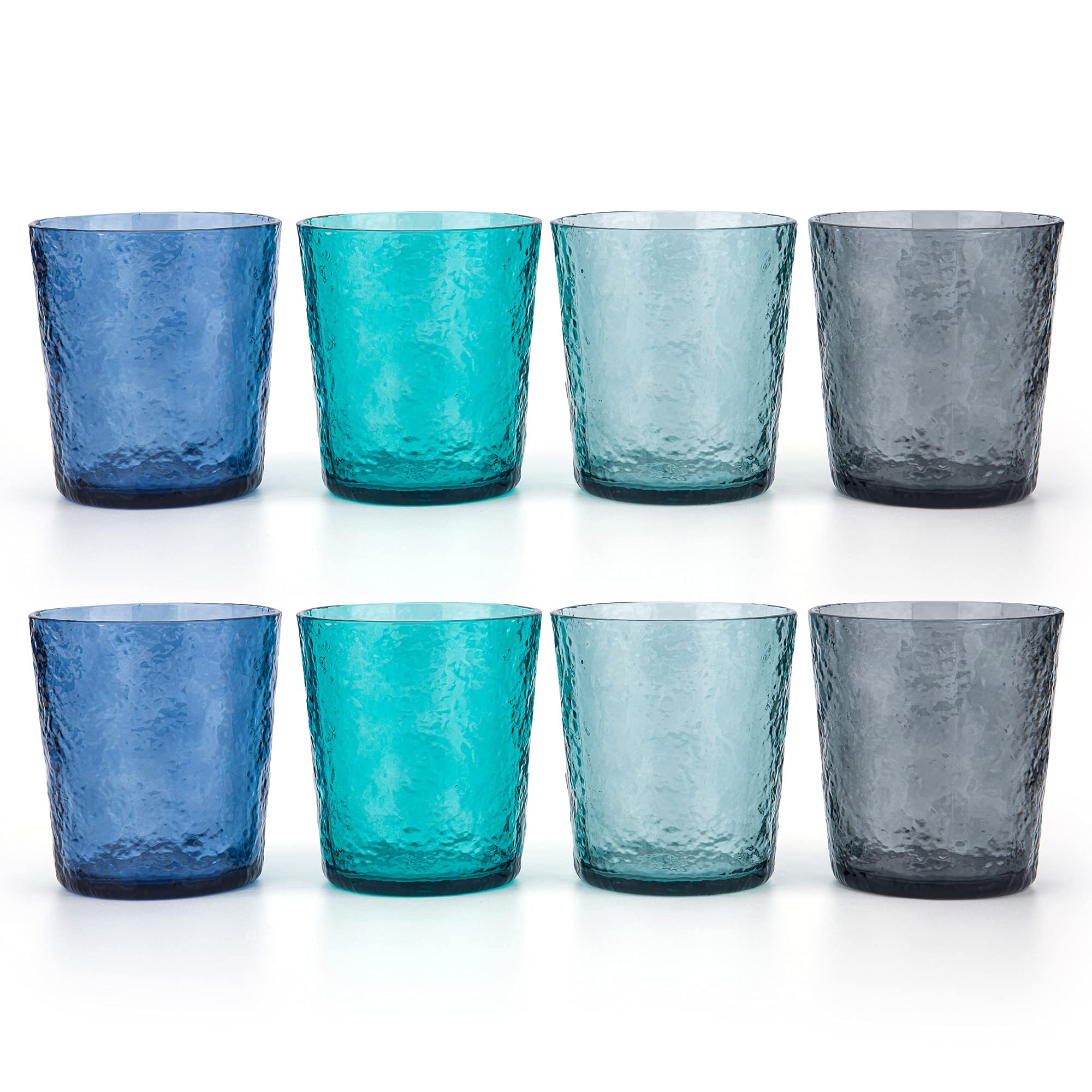 KX-WARE 12-ounce Acrylic Old Flashion Glasses Plastic Tumblers, set of 8 Multicolor