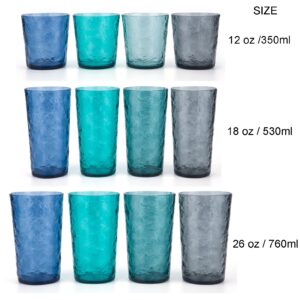 KX-WARE 12-ounce Acrylic Old Flashion Glasses Plastic Tumblers, set of 8 Multicolor