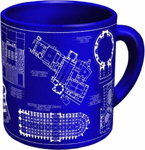 the unemployed philosophers guild architecture coffee mug - architectural drawings of famous buildings - from classic to classical - comes in a fun gift box