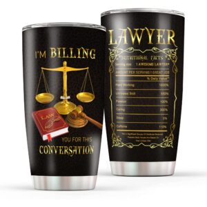 lawyer gifts for men women coffee tumbler 20oz attorney insulated cup, i'm billing you for this conversation tumbler cup, law school gifts law practitioners graduation ideas gifts mug