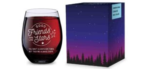 gsm brands stemless wine glass for best friend - made of unbreakable tritan plastic and dishwasher safe - 16 ounces