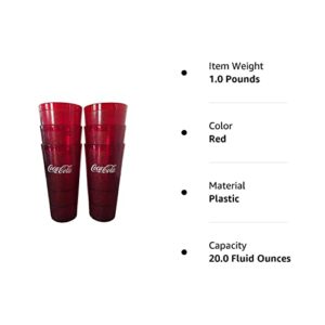 Supply Depot Coca Cola Restaurant Red Plastic Tumblers 16oz Carlisle, pack of 6