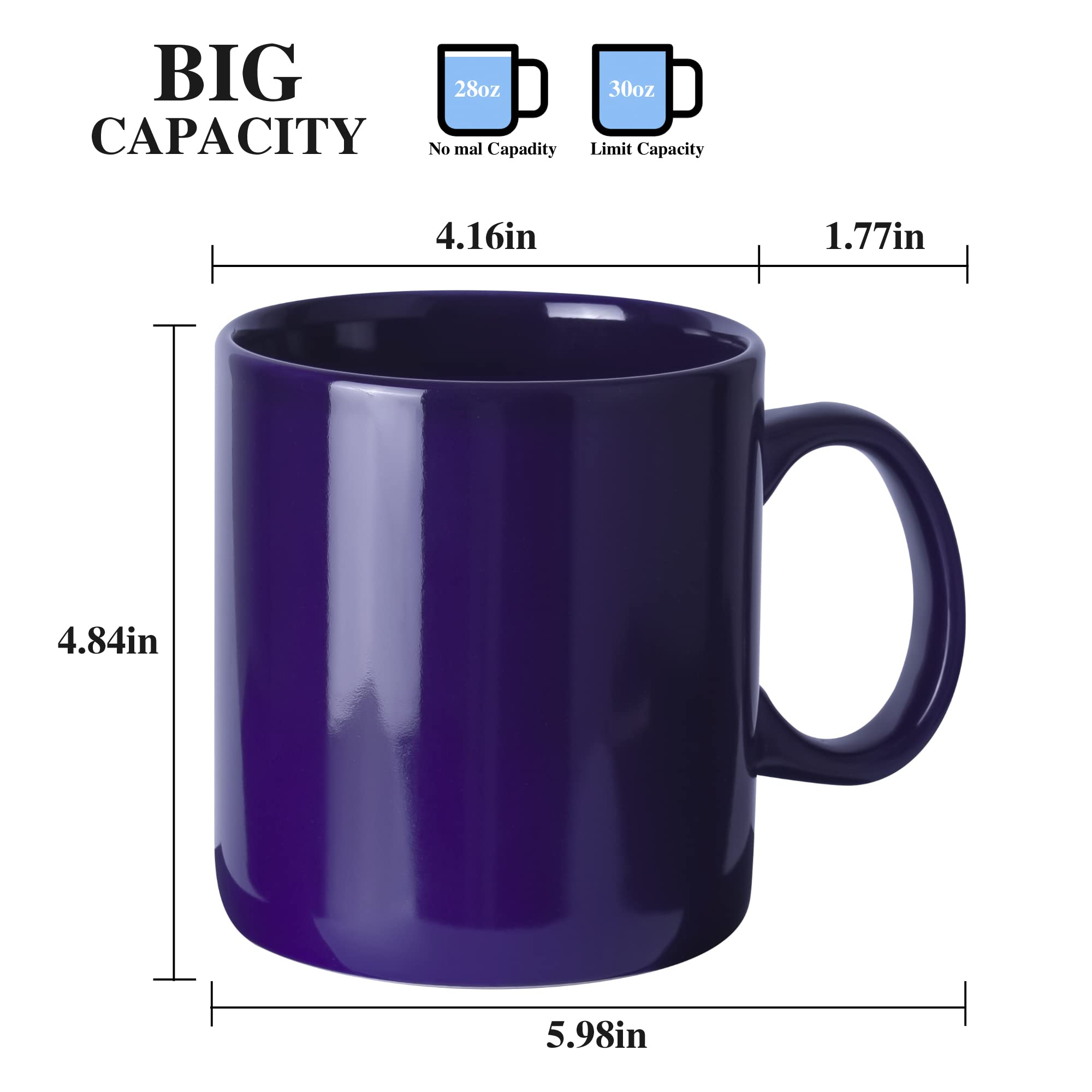 CAILIDE 29oz Extra Large Ceramic Coffee Mug with Handle for Office and Home (Blue)