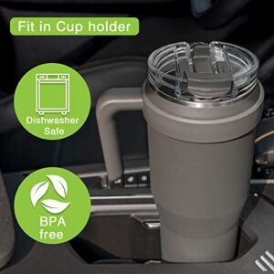 Zukro 50 oz Mug Tumbler With Handle And 2-in-1 Straw Lid, Insulated Stainless Steel Large Leak Proof Travel Cup with Flip Straw,Fit in Cup Holder, Keeps Cold for 30 Hours or Hot 10 Hours, Coal