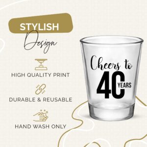 Cheers to 40 Years, 40th Birthday Shot Glasses, 40th Birthday Party Shot Glasses Set of 12 1.75oz Shot Glasses, 40th Birthday Glass Shot Glass, Perfect for Birthday Parties, Birthday Decorations