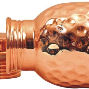 Arts Of India Pure Copper Water Bottle, Drink ware Set, Capacity 1000 ML, Set of 2 ((HAMMERED 2)