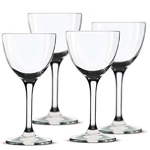 Nick and Nora Coupe Cocktail Glasses - Handblown Small Plain Vintage Coupe Glass to Serve a Manhattan, Martini, Aperitif, Algonquin, or Port Wine, 5-ounce (Plain, 4)