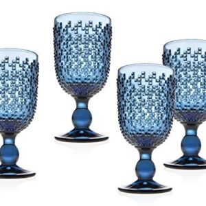 Godinger Wine Goblet Beverage Glass Cup Alba - Blue - Set of 4