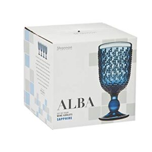 Godinger Wine Goblet Beverage Glass Cup Alba - Blue - Set of 4