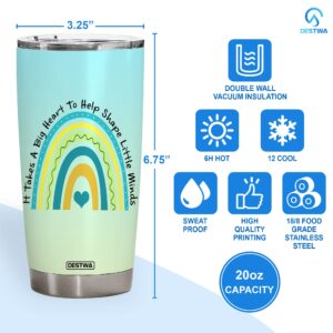 DESTWA Teacher Tumbler, Teacher Coffee Tumbler, Teacher Cups Tumbler, Teacher Appreciation Tumbler Gifts, Teacher Mugs