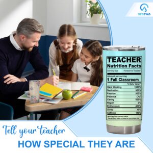 DESTWA Teacher Tumbler, Teacher Coffee Tumbler, Teacher Cups Tumbler, Teacher Appreciation Tumbler Gifts, Teacher Mugs