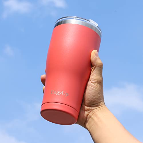 EngyUp 30 oz Insulated Tumbler with Lid and Straw, Healthier Small Molecule Water Insulated Cup, Reusable Stainless Steel Coffee Tumbler, Travel Coffee Mug, Dishwasher-safe Thermal Cup, Pink