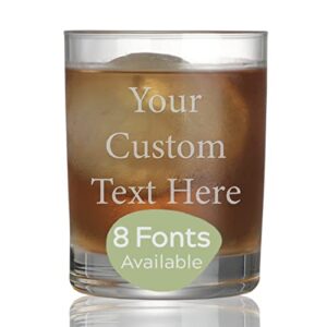 personalized whiskey glass engraved with your custom text -12oz customized glass for old fashioned, cocktails or bourbon