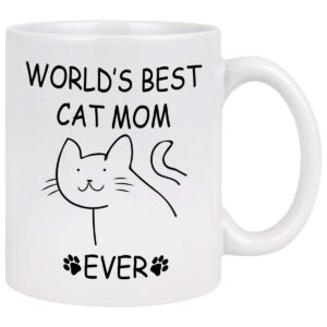 cat mom gifts worlds best cat mom ever mug - cat lover gifts for women - birthday gifts for cat lovers for women - cat gifts for cat lovers - mothers day gifts for cat mom - 11oz cat mom coffee mug