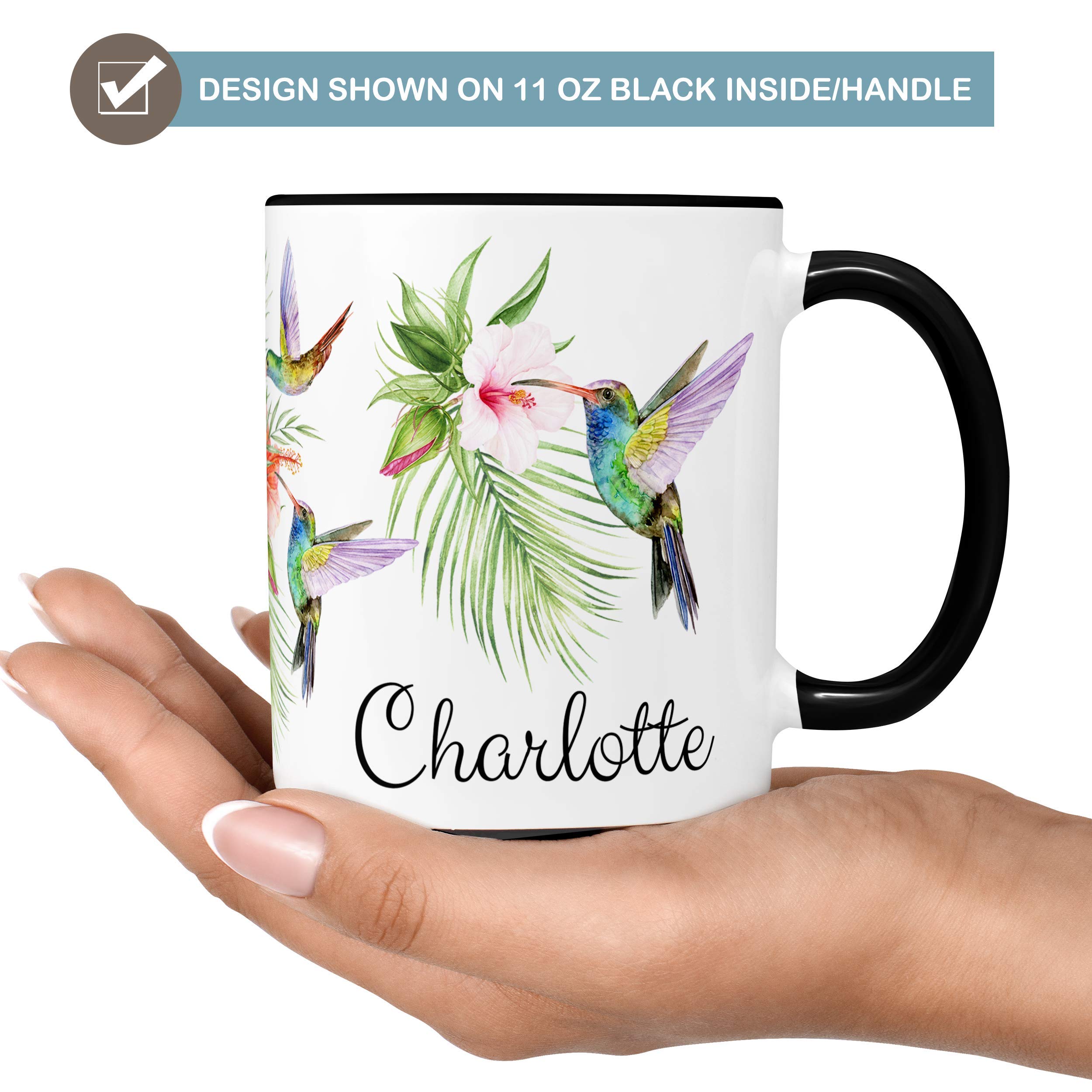 Hummingbird and Hibiscus Coffee Mug, Birds and Hibiscus Personalized with Name Microwave Dishwasher Safe Ceramic Cup