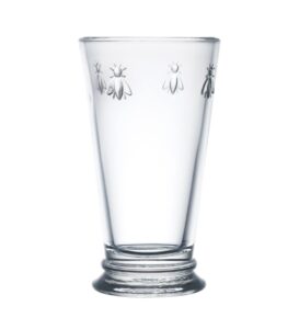la rochere, set of 6, tall drinking glasses (6.3" tall - high ball), 15.6 oz each, napoleonic bee pattern
