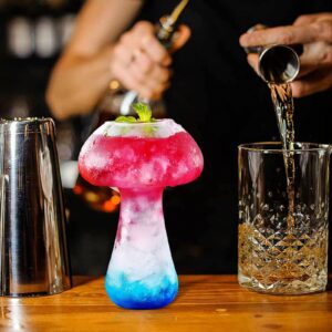 DOITOOL Cocktail Glass Creative Mushroom Shaped Cocktail Glass Glass Goblet Drink Cup for Wine Champagne Cocktail Bar Home 280ml