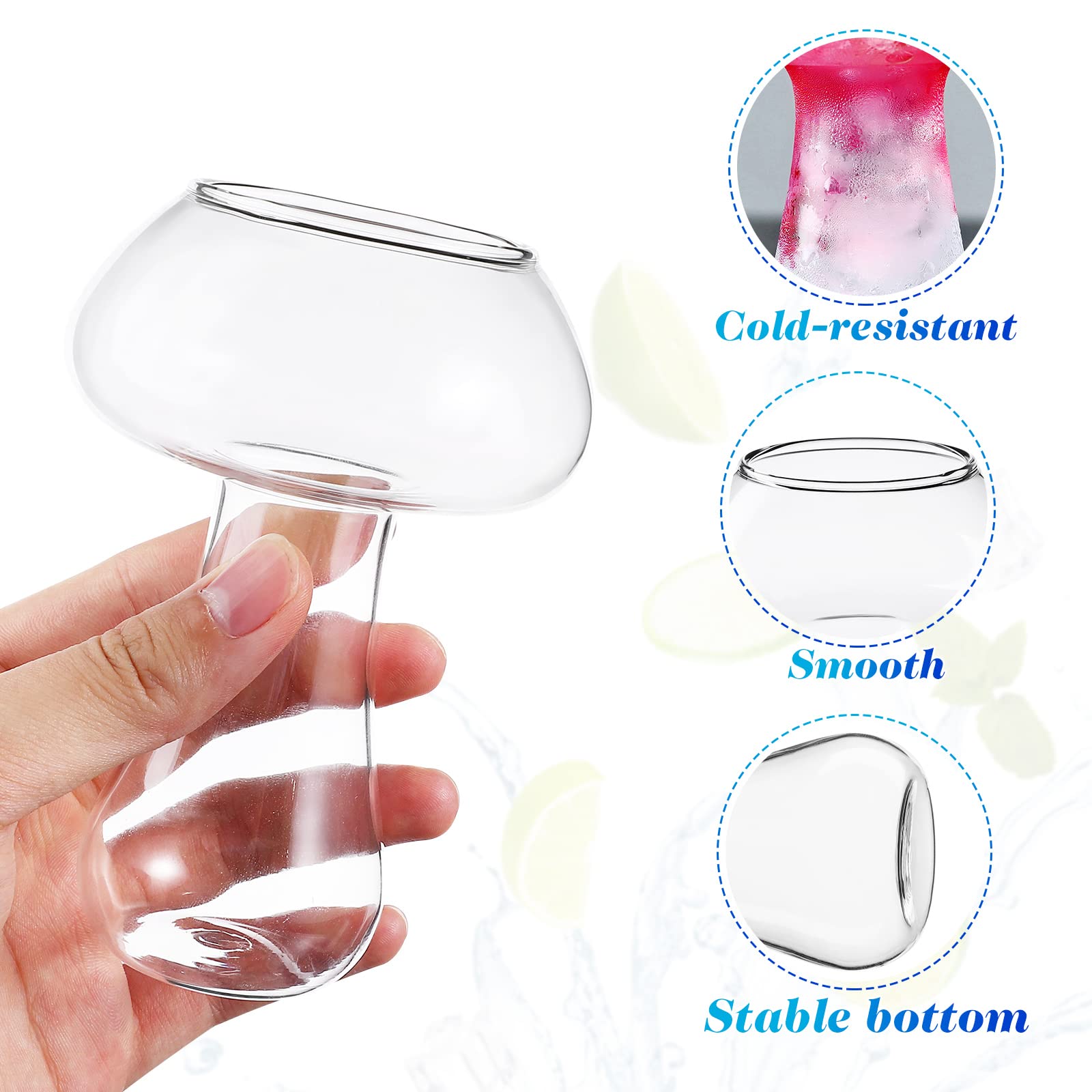 DOITOOL Cocktail Glass Creative Mushroom Shaped Cocktail Glass Glass Goblet Drink Cup for Wine Champagne Cocktail Bar Home 280ml