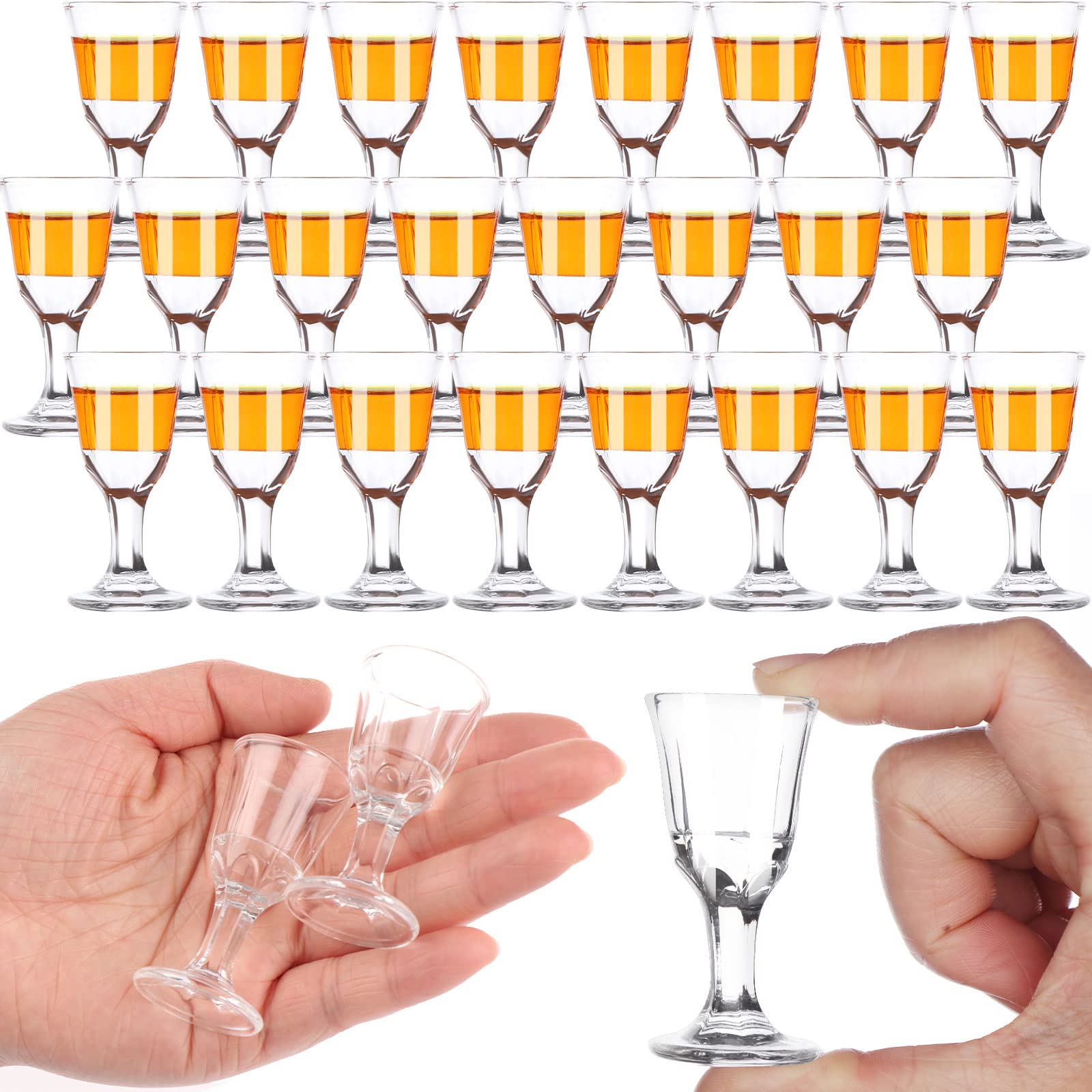 24-Pack Small Mini Shot Glasses 10 ml 0.35oz, Mini Wine Glass Shooters Small Fancy Shot Glasses Super Cute & Elegant