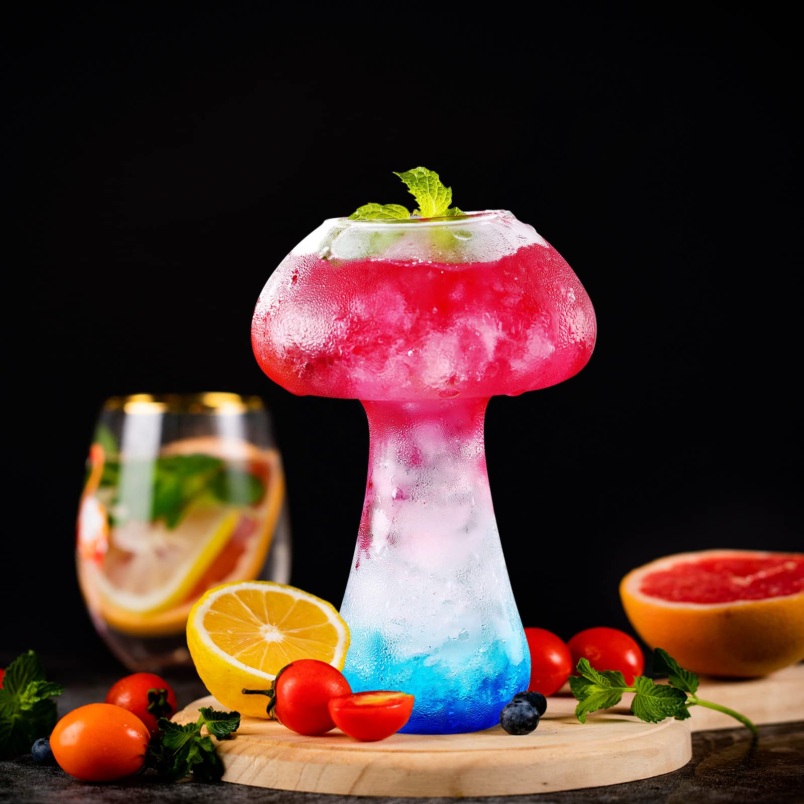 DOITOOL Cocktail Glass Creative Mushroom Shaped Cocktail Glass Glass Goblet Drink Cup for Wine Champagne Cocktail Bar Home 280ml