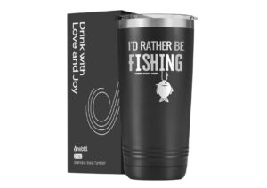 onebttl fishing gifts for men guys, unique fishing mug for him, 20oz stainless steel tumbler fishing tumbler for dad, husband, coworkers, friends, i'd rather be fxxxing