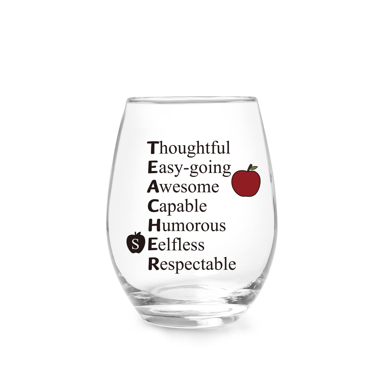 Jogskeor Teacher Gifts Stemless Wine Glass, Teacher Appreciation Gifts Teacher Gifts Christmas Gift Thanksgiving Gifts Retirement Gift for Teachers, Principal, 15 Oz