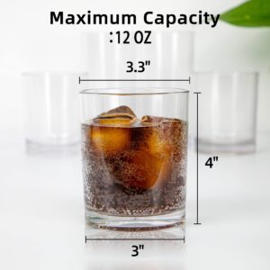 HIGIINC 12oz Plastic Drinking Glasses Set of 6, Dishwasher Safe Reusable Plastic Water Tumblers, Durable Whiskey Drinkware Cups Set, Shatter-Proof, Drinking Cups Suitable for Party, Kitchen