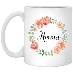 amma mug - best amma coffee cup - amma gift for mother's day - amma watercolor flower coffee mug - mother's day gift idea for amma - amma coffee mug 11oz