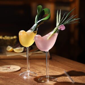USEEKRIL Cocktail Glass Set of 2 Bird Glasses Drinking Bird Shaped Wine Glass 5oz Unique Bird Shape Martini Goblet Glassware Champagne Coupe Glass for KTV Home Bar Club