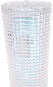 Spoontiques - Diamond Tumbler - Textured Cup with Straw - Double Wall Insulated and BPA Free - 20 oz - Elvis