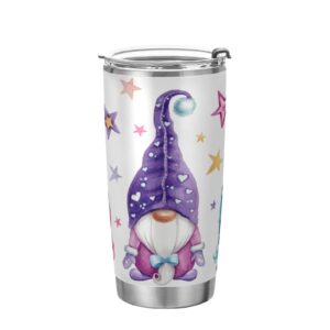 kigai 20oz tumbler stainless steel double wall vacuum insulated tumbler cup travel mug coffee cup with lid, straw and cleaning brush-cute gnomes