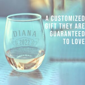 Personalized Etched 17oz Stemless Wine Glass - Customized Gifts for Women, Unique Custom Name Happy 40th Birthday Gifts for Mom Sister Adult Daughter, Turning Years Old for Her, Bday Party, Bernard