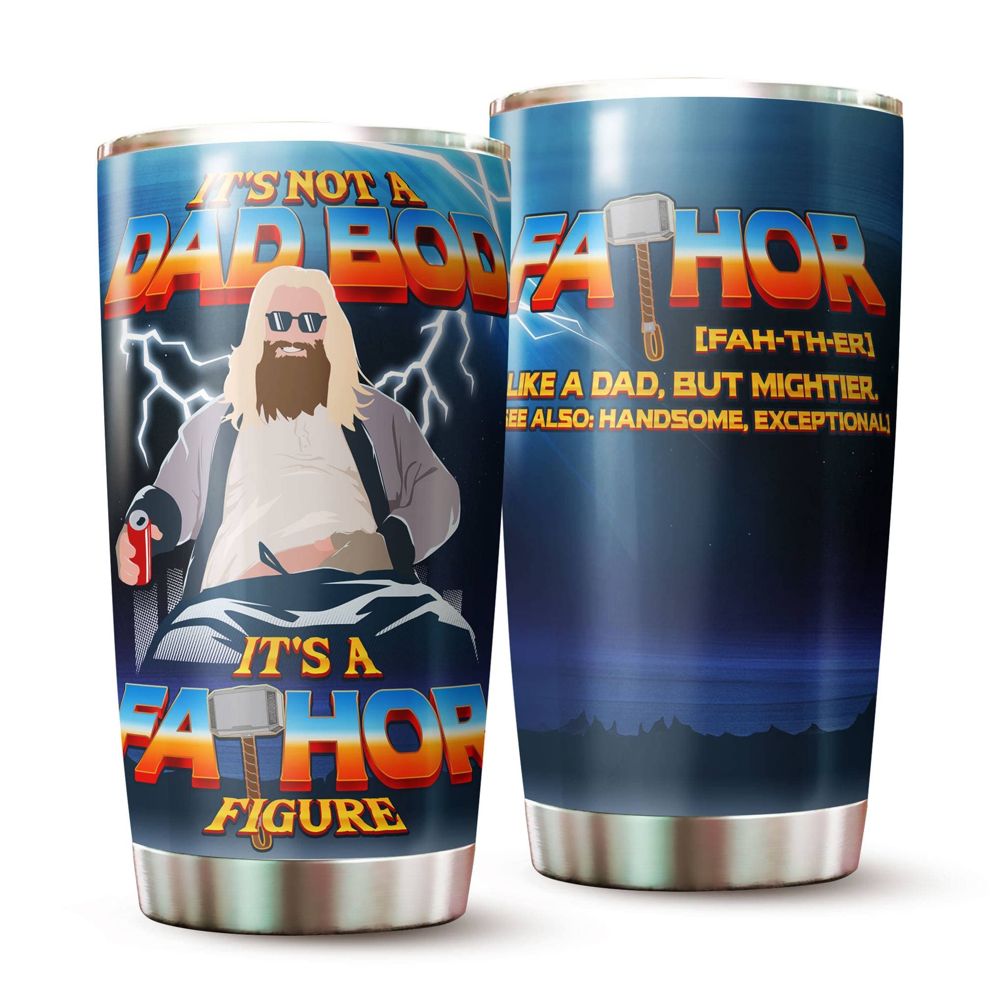 Kozmoz Inspire It's Not A Dad Bod It's A Fathor Figure Father's Day Gift From Daughter, Son Wife Christmas Gifts For Dad Birthday Gift Tumbler 20oz