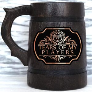 tears of my players mug for dungeons and dragons party gifts for dnd lovers dm wooden beer mug 17oz dungeon master d&d gift beer stein anniversary christmas birthday gifts for him beer tankard k664