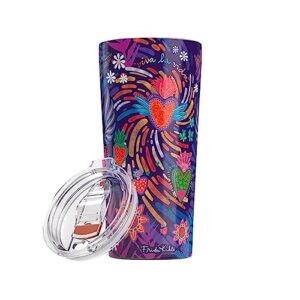 greenline goods frida kahlo viva la vida insulated travel tumbler – 20 oz triple insulated stainless steel coffee tumbler with lid, dishwasher safe, non-slip silicone base, double wall, vacuum sealed