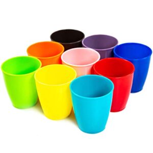 youngever 8 ounce kids cups, 9 pack kids plastic cups in 9 assorted colors, 8 ounce kids drinking cups, toddler cups, cups for kids toddlers, unbreakable toddler cups
