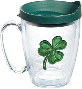 tervis shamrock made in usa double walled insulated tumbler cup keeps drinks cold & hot, 16oz mug, clear