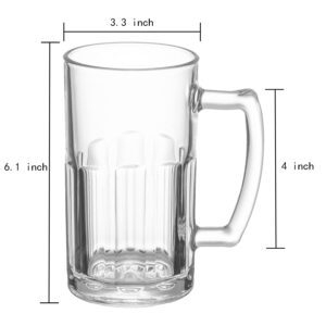 TUSAPAM 4 Pack Heavy Beer Mugs, Large Beer Glasses with Handle, 20 Ounce Glass Steins, Classic Beer Mug glasses Set