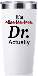 momocici it's miss ms mrs dr actually 20 oz tumbler.thank you appreciation retirement doctor gifts.birthday,christmas,medical graduation gifts for men women.dentist,doctor,physician travel mug(white)