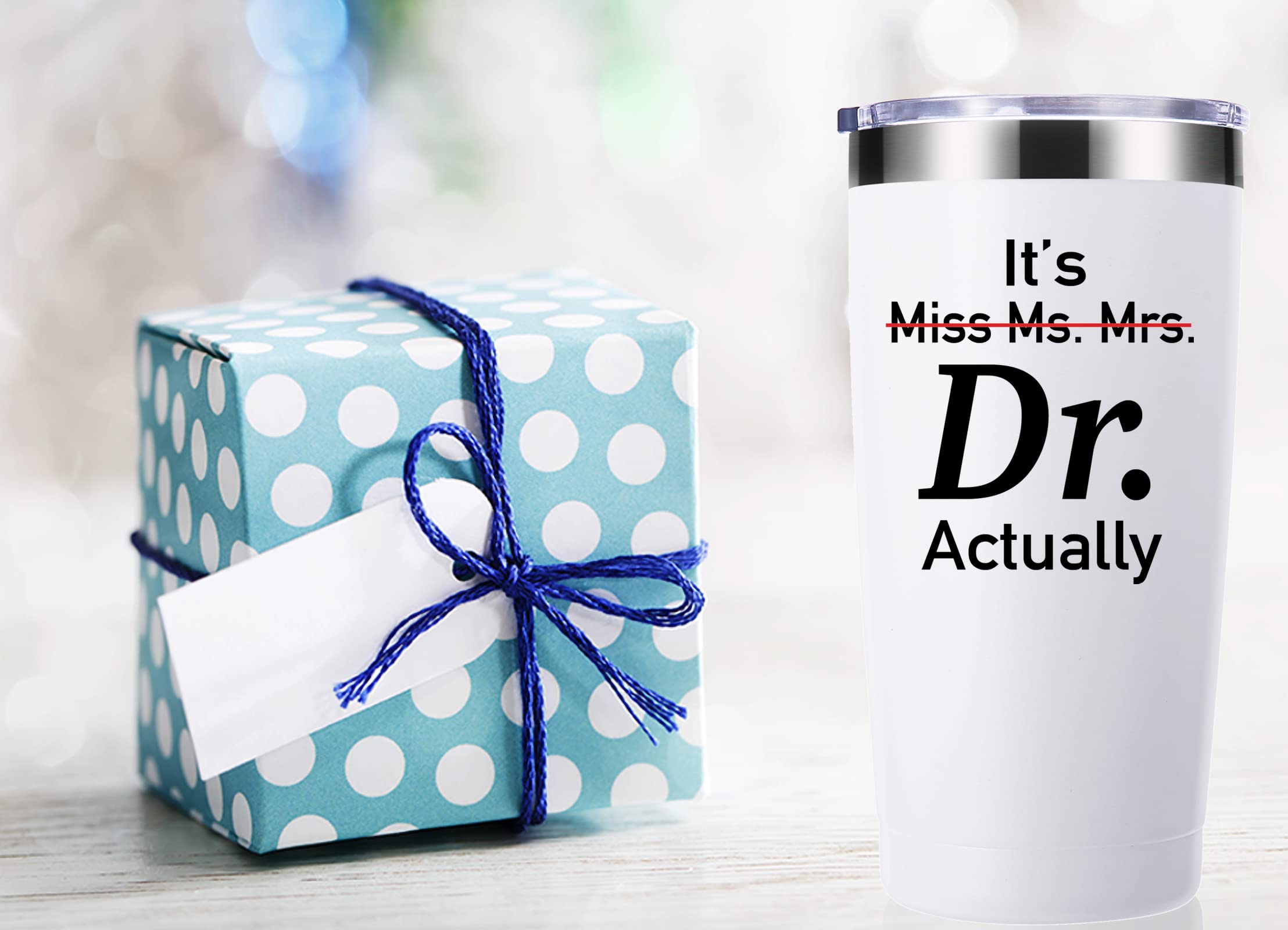 momocici It's Miss Ms Mrs Dr Actually 20 OZ Tumbler.Thank You Appreciation Retirement Doctor Gifts.Birthday,Christmas,Medical Graduation Gifts for Men Women.Dentist,Doctor,Physician Travel Mug(White)