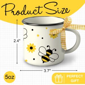 Paayna Bumble Bee Themed Spring Summer Mini Coffee Mug Set of 3, Bee Kind Honey Beehive Mini Coffee Cups for Tiered Tray Decor, Farmhouse Kitchen Coffee Bar Decorations Inspirational Housewarming Gift