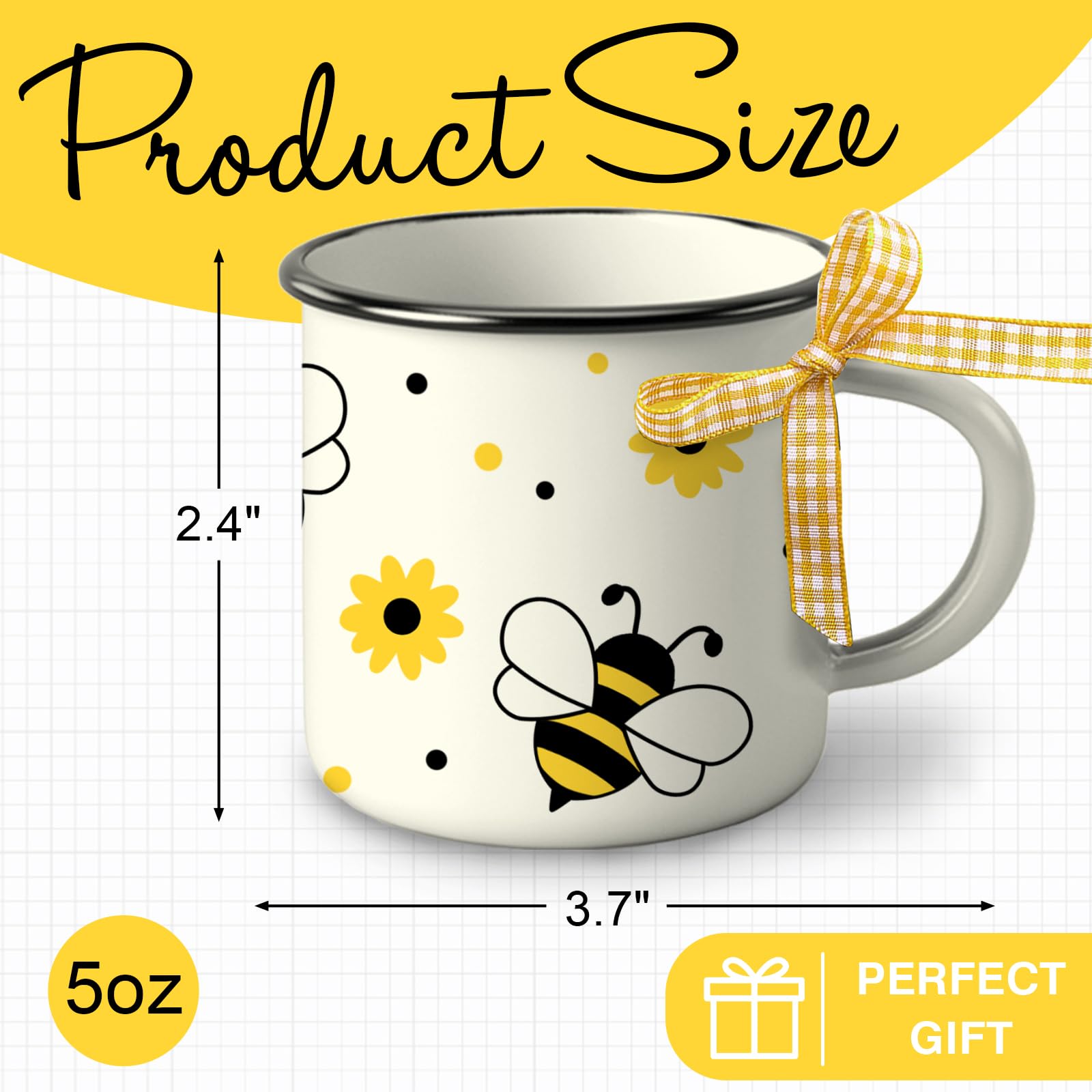 Paayna Bumble Bee Themed Spring Summer Mini Coffee Mug Set of 3, Bee Kind Honey Beehive Mini Coffee Cups for Tiered Tray Decor, Farmhouse Kitchen Coffee Bar Decorations Inspirational Housewarming Gift