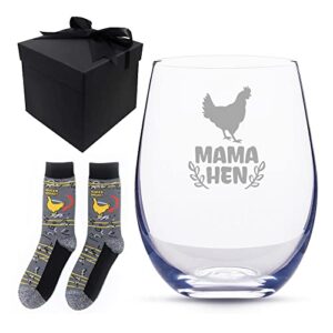 Christmas Gifts for Chicken Lovers Women, Handmade Wine Water Drinking Glass Tumbler,18 Ounces, Great Gifts for Mom Wife